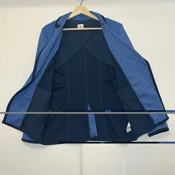 CAbi Scholarship Knit Blazer Jacket Medium Size Navy Blue Stretch Career Work - Picture 9 of 14